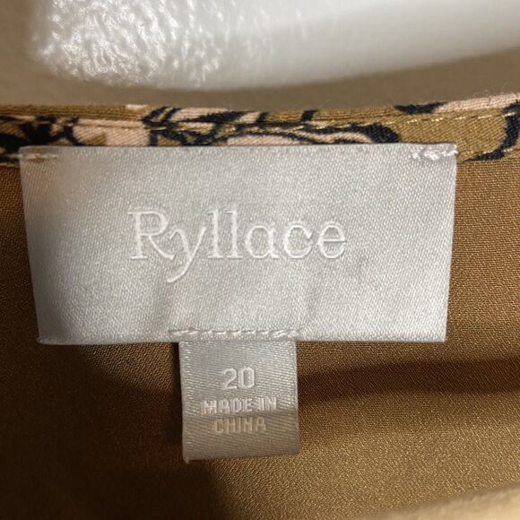 Ryllace Peasant 100% VISCOSE Mustard Promenade Tiered Floral Dress Plus Sz 20 1x - Picture 6 of 9